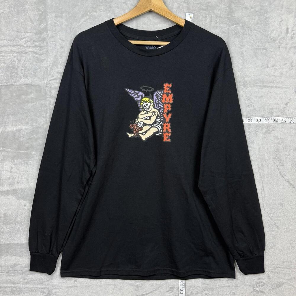 Empyre Long Sleeve Graphic Tee Size L Black Angel Tattoo Style Punk Skate Zumiez